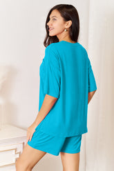 Basic Bae Women's Full Size Soft Rayon Half Sleeve Top & Shorts Set - Relaxed & Stylish Loungewear